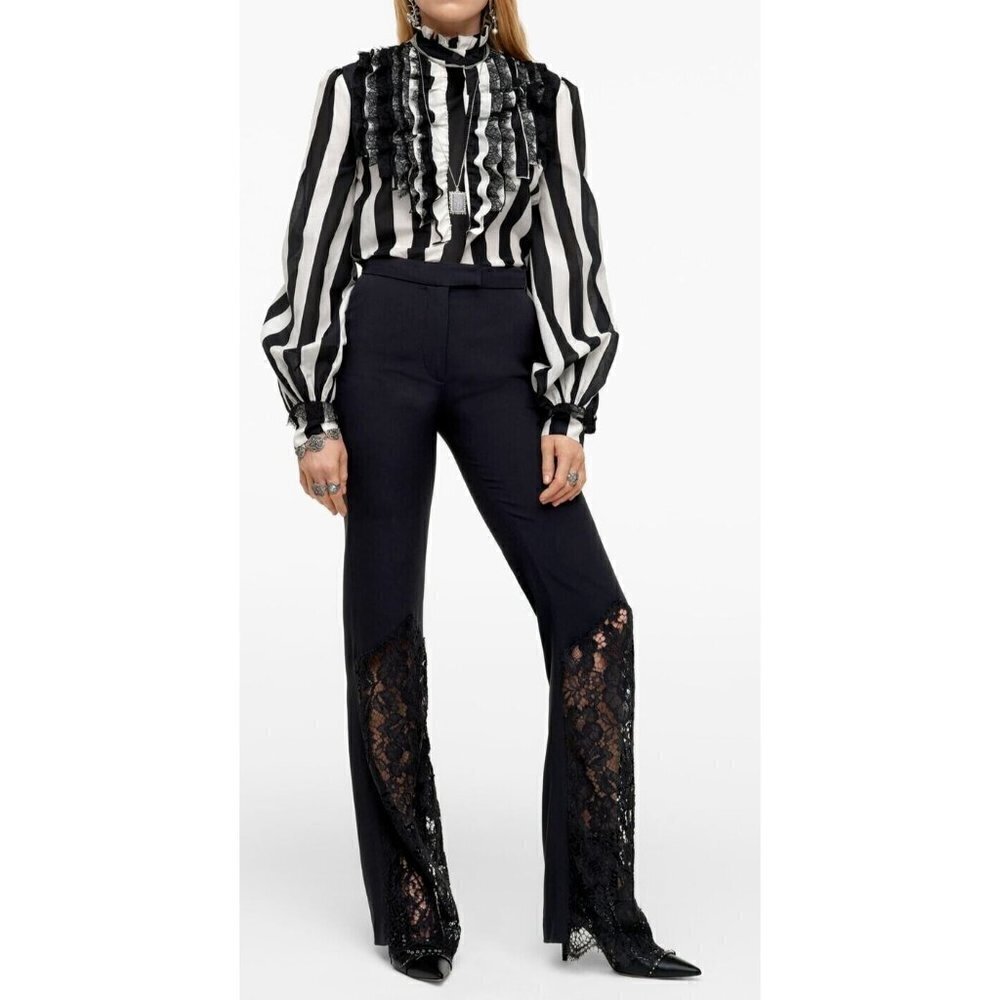 Zara Black Lace Details Flared Cocktail Dress PANTS